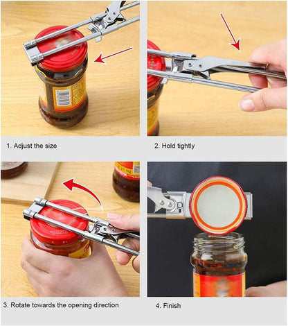 Adjustable Stainless Steel Jar & Bottle Opener