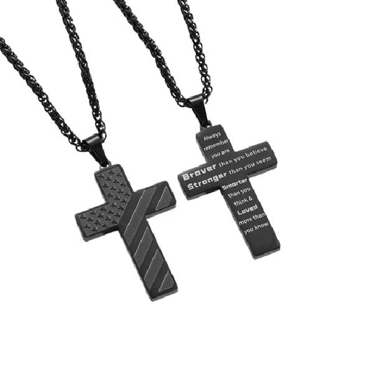 Woyuosn Cross Necklace for Men Stainless Steel